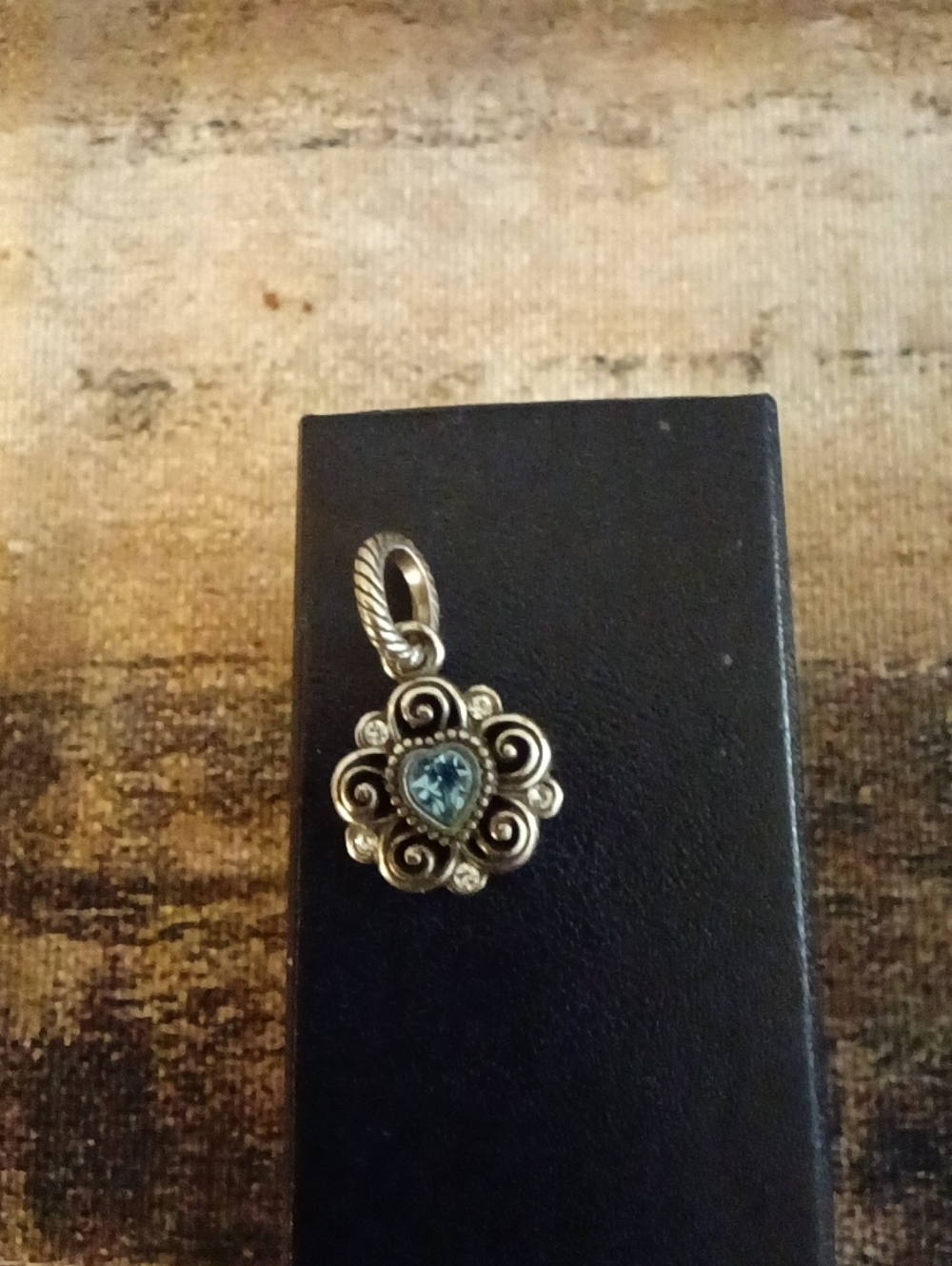 Brighton Reversible Floral Heart Pendant with Synthetic Aquamarine Stone